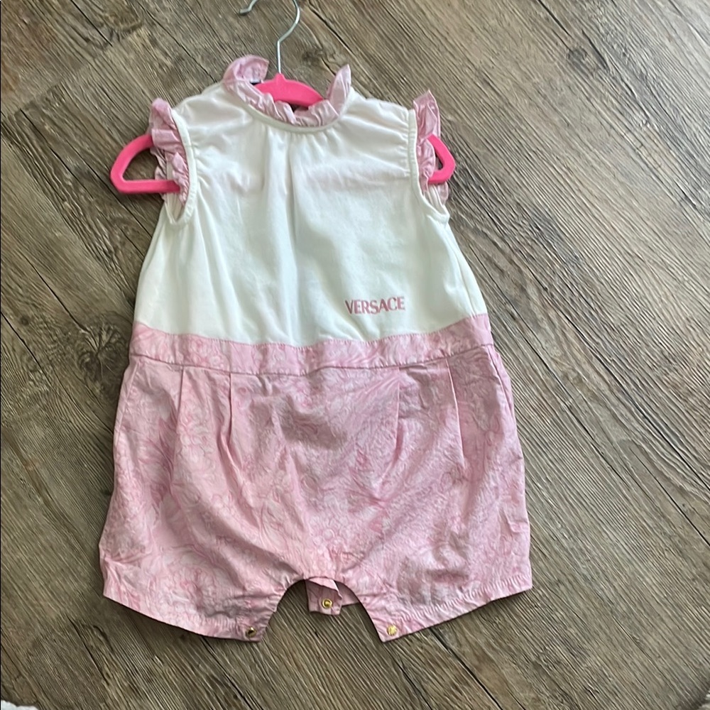 Versace Baby Romper in Pink and White